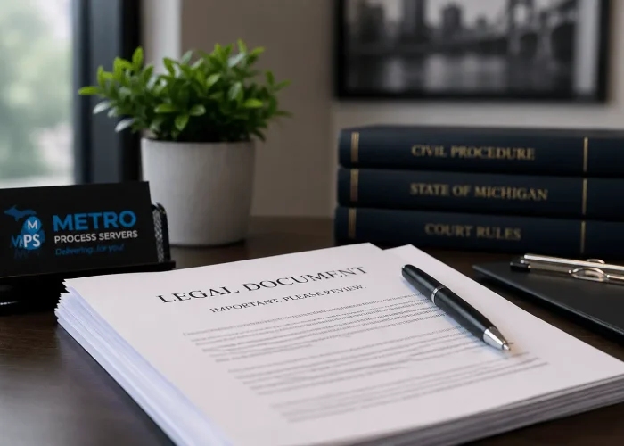 Organized legal documents on a professional office desk