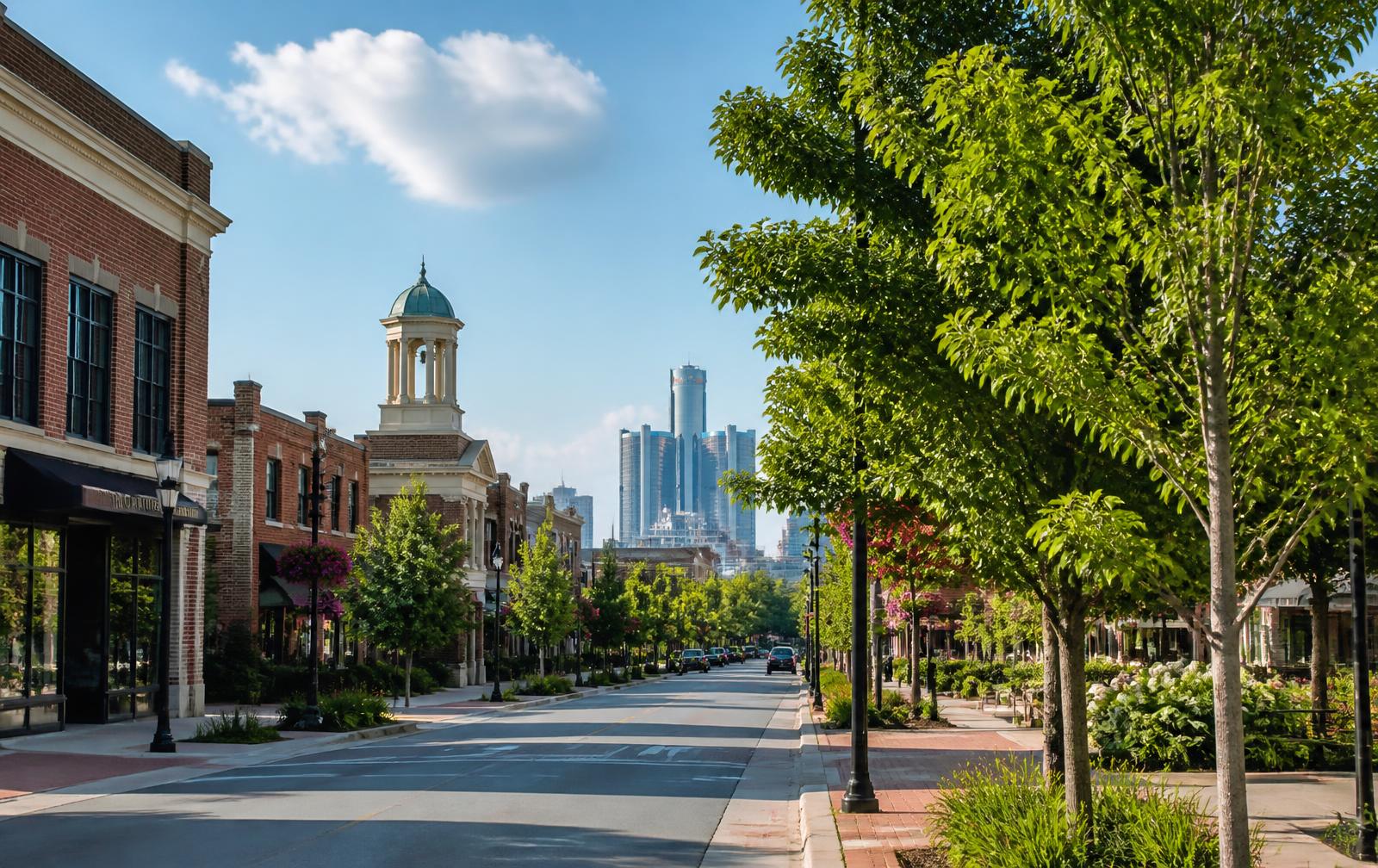 Detroit-area streetscape in Wayne County