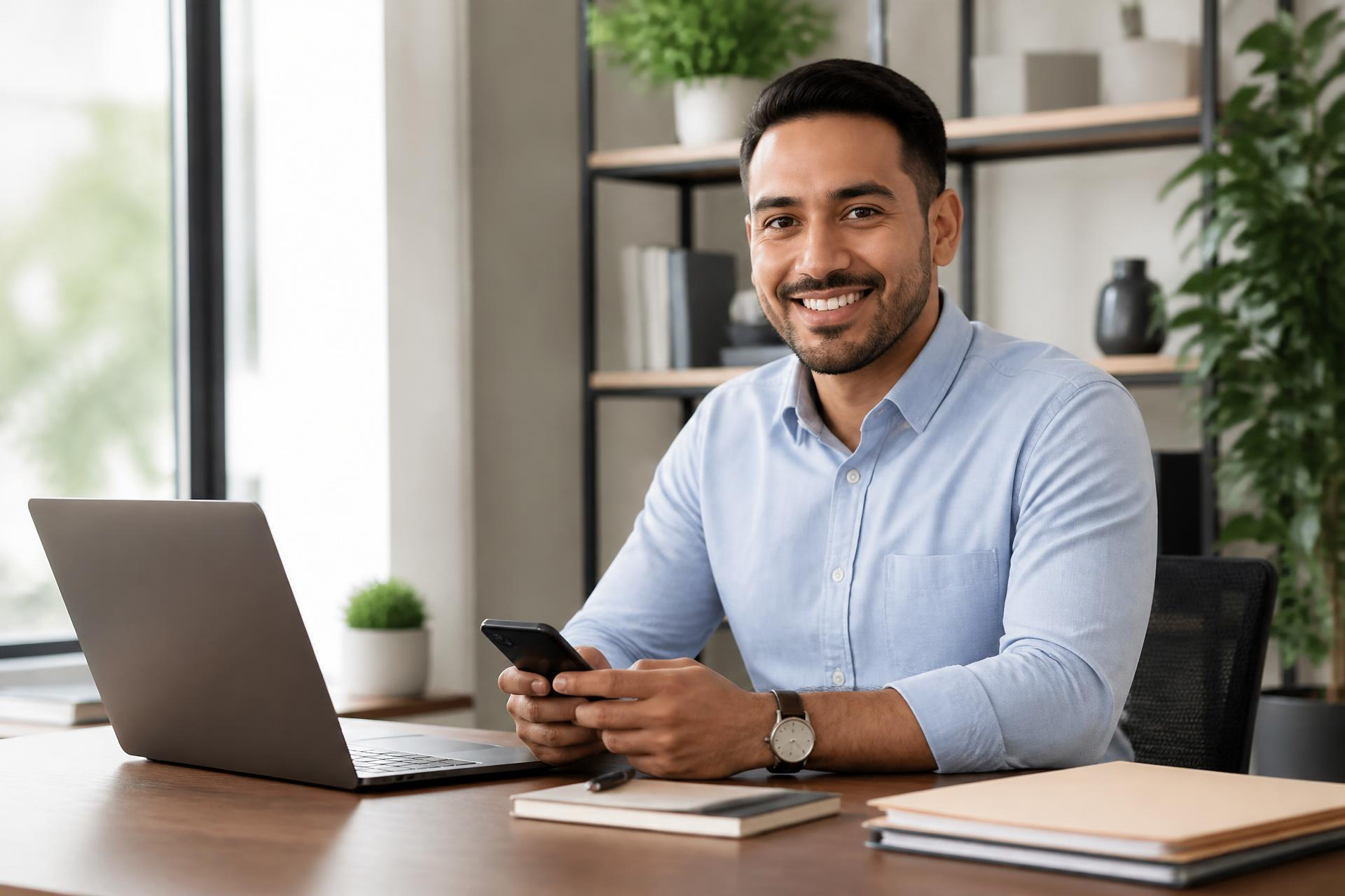 Professional checking assignment updates on a phone