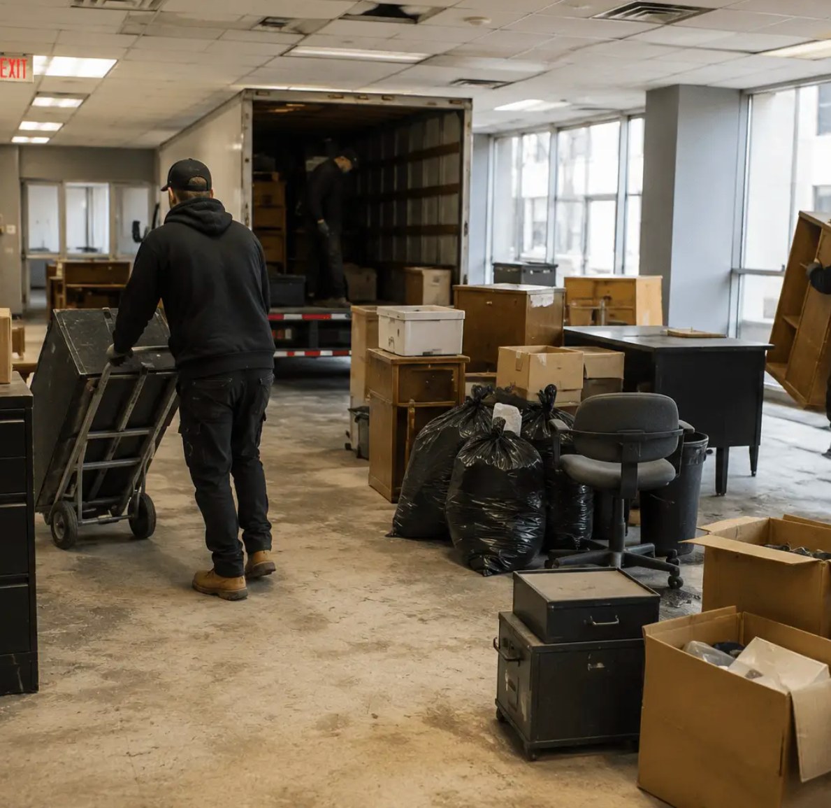 A commercial property being cleared
