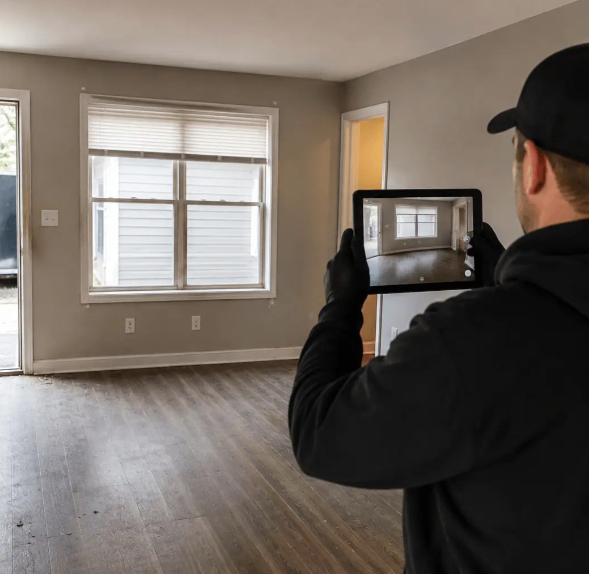 A cleared room being professionally documented