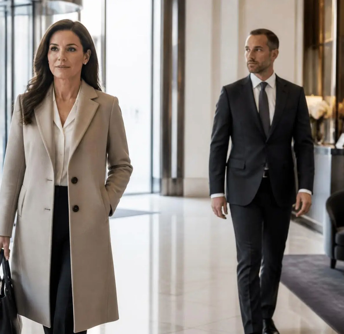 An executive accompanied by a protection professional