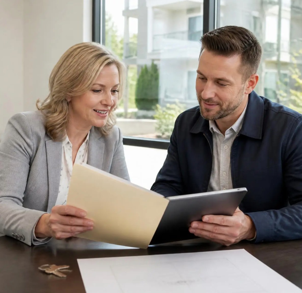 Property professionals reviewing landlord and tenant documents