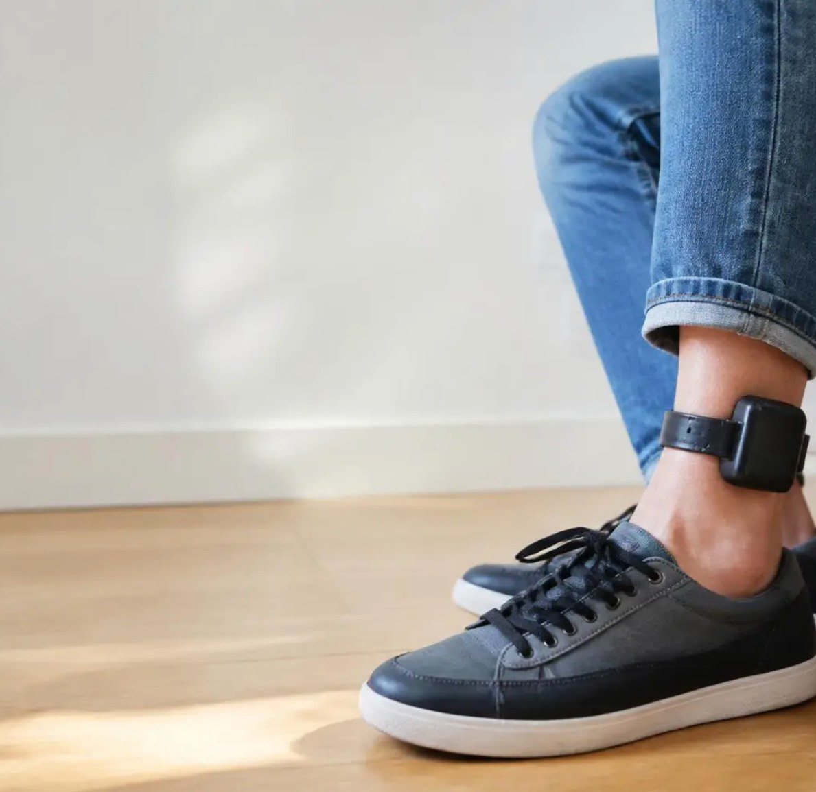 An electronic monitoring device worn at the ankle
